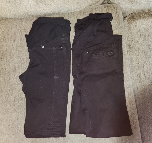 2 Pairs Maternity Black Women's Pants - Picture 1 of 5